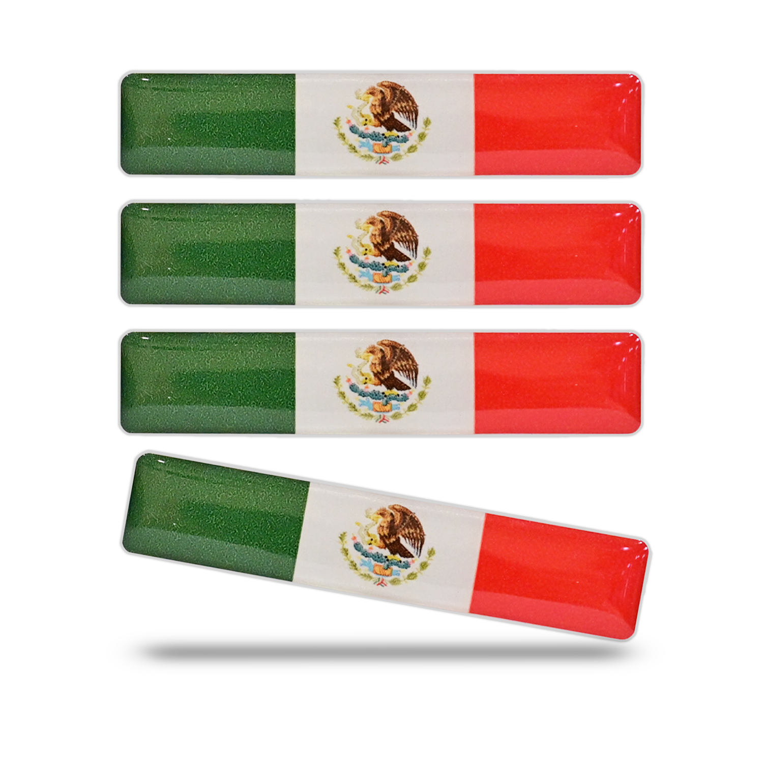 Xalvoria 4-Pack Mexico Flag 3D Epoxy Car Stickers, Light-Reflective Dome Finish, Durable Decals for Cars, Motorcycles, Helmets & Laptops