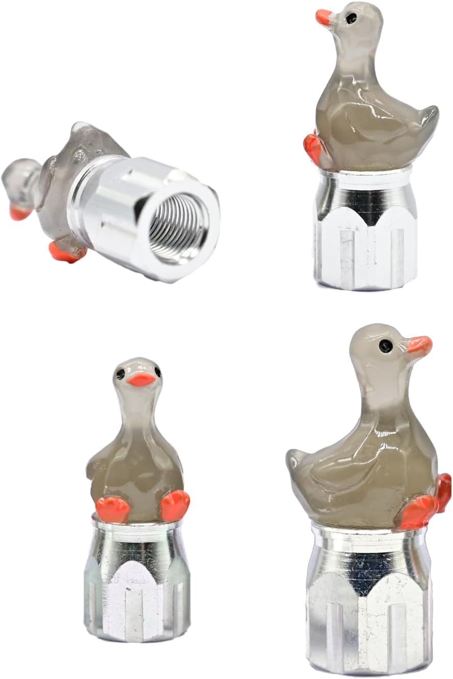 4-Pack Handmade Grey Goose Valve Stem Caps for Schrader Valves, Cute & Stylish Car and Bike Accessory, Unique Auto Decor, Fun Wheel Accent, Ideal Gift for Car Enthusiasts