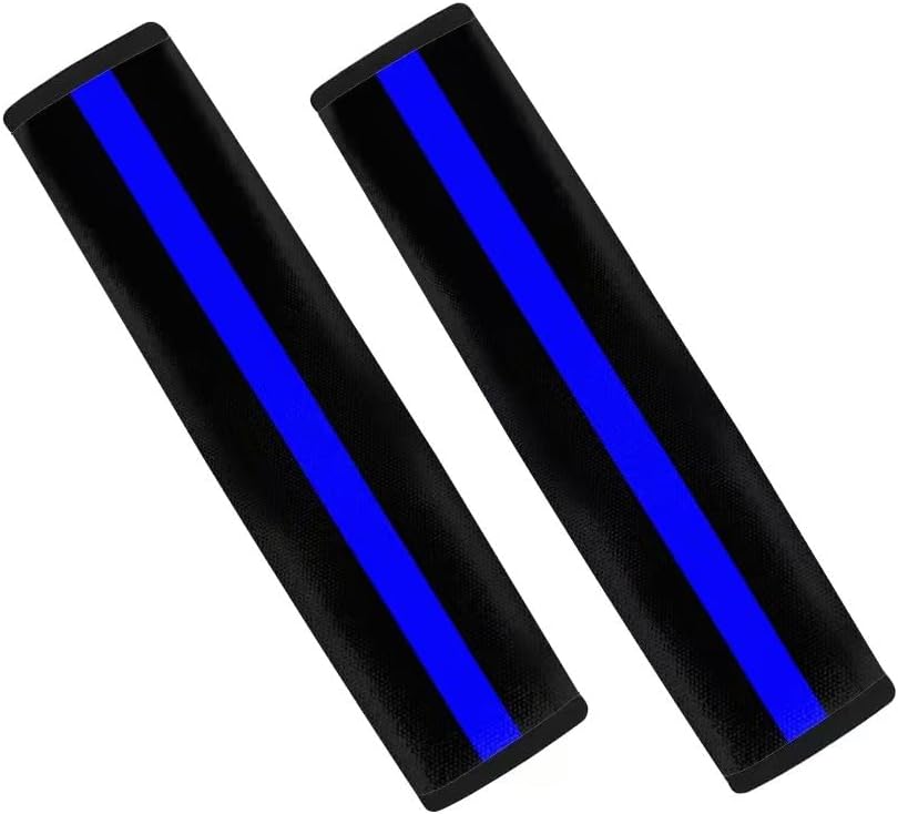 2-Pack USA Flag Thin Blue Line Car Seat Belt Pads – Premium Soft Fabric, Comfortable and Supportive – Ideal for Cars, Trucks, SUVs – Support Law Enforcement