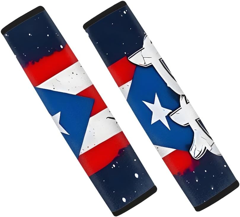 2-Pack Puerto Rico Flag Car Seat Belt Pads – Premium Soft Fabric, Comfortable and Supportive – Ideal for Cars, Trucks, SUVs – Show Your Puerto Rican Pride with Comfort