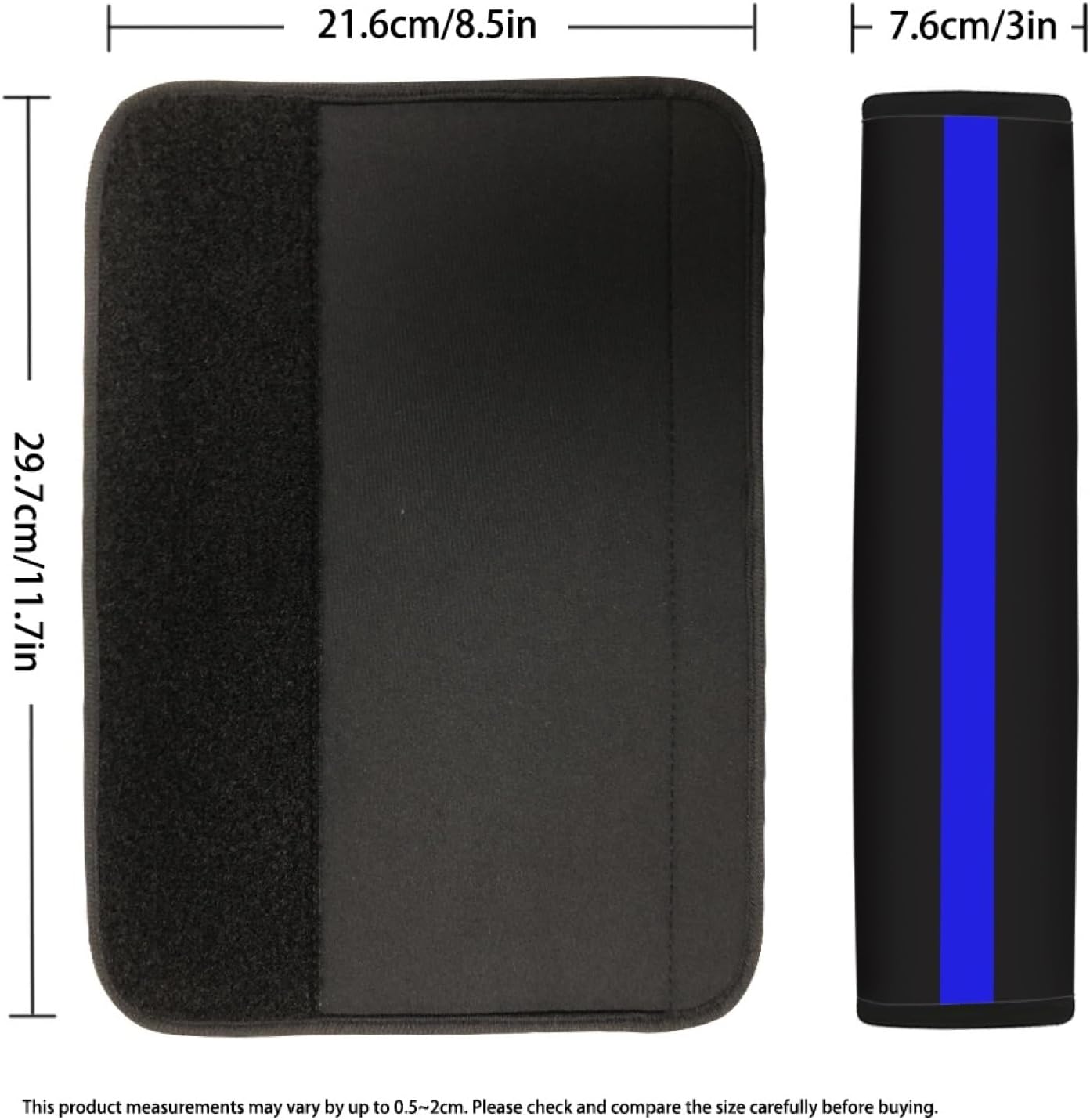 2-Pack USA Flag Thin Blue Line Car Seat Belt Pads – Premium Soft Fabric, Comfortable and Supportive – Ideal for Cars, Trucks, SUVs – Support Law Enforcement