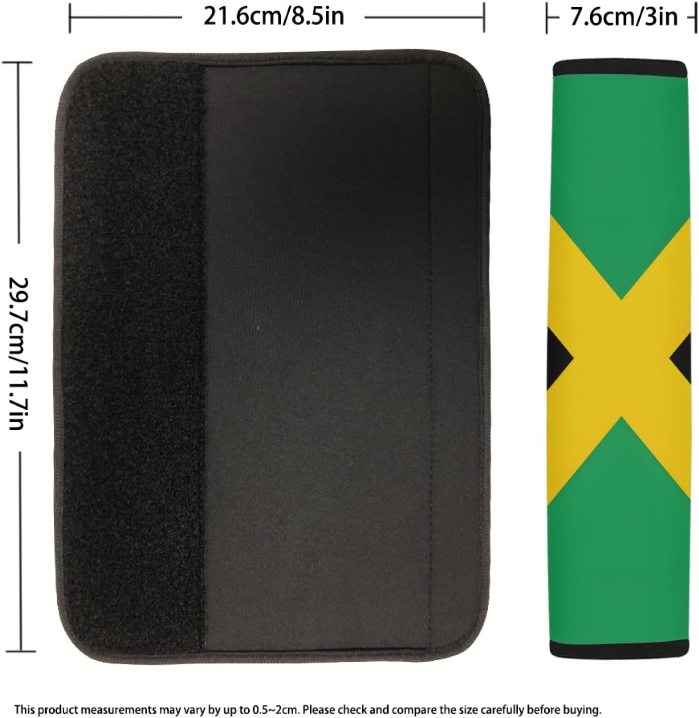 2-Pack Jamaica Flag Car Seat Belt Pads – Premium Soft Fabric, Comfortable and Supportive – Ideal for Cars, Trucks, SUVs – Show Your Jamaican Pride with Comfort