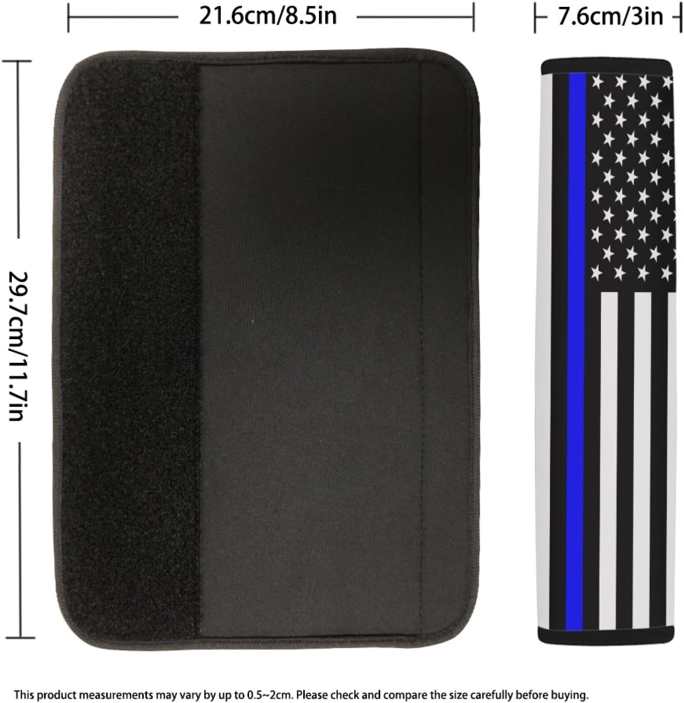 2-Pack USA Flag Thin Blue Line Car Seat Belt Pads – Premium Soft Fabric, Comfortable and Supportive – Ideal for Cars, Trucks, SUVs – Show Your Support for Law Enforcement