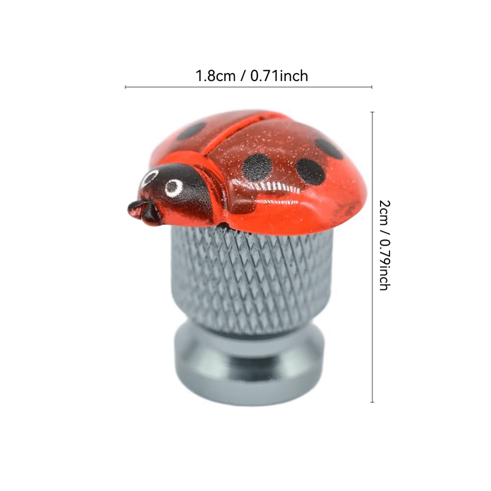 Ladybug valve stem cap size reference showing 2 cm height and 1.8 cm width – Xalvoria