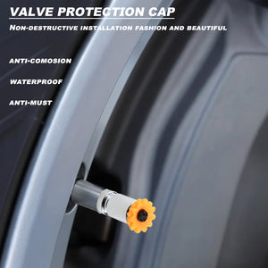 Xalvoria sunflower tire valve stem cap installed on car wheel, decorative and dustproof