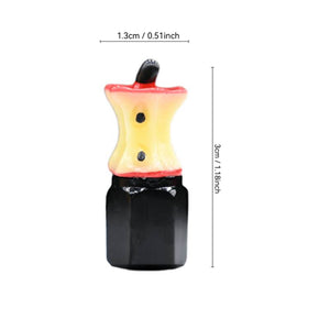 Xalvoria Apple Core valve stem cap size chart showing 0.51in width and 1.18in height