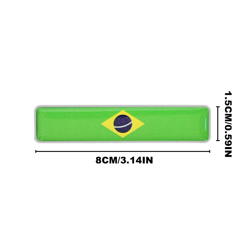 Xalvoria Brazil Flag 3D Epoxy Sticker Size Chart, 8cm x 1.5cm Dimensions