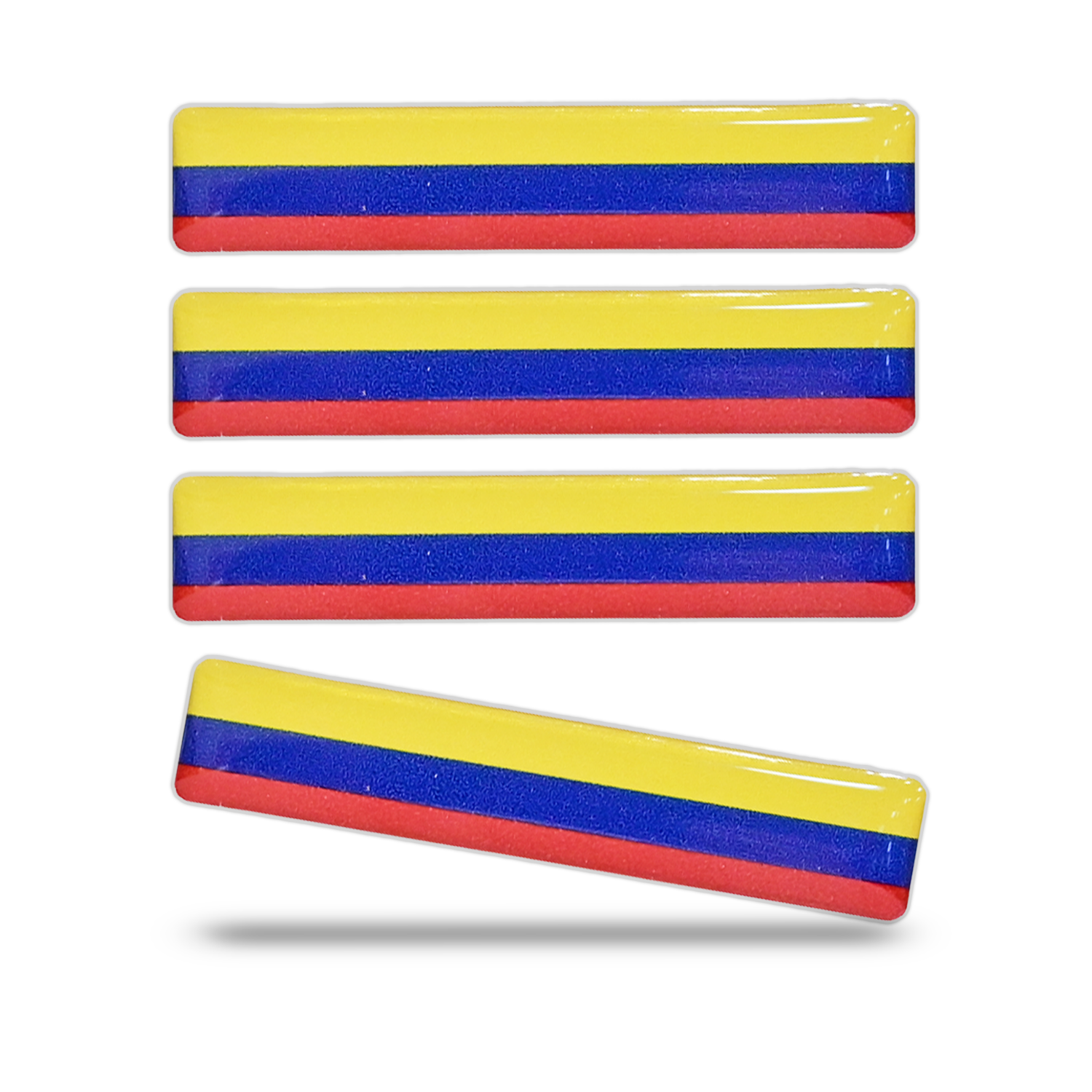xalvoria 4-Pack Colombia flag strip decals, yellow blue red resin stickers for cars, motorcycles, laptops, and helmets