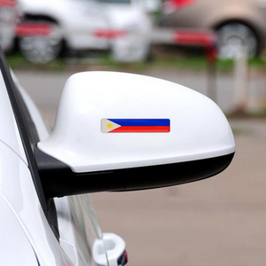 Philippines flag rectangle sticker on white car side mirror