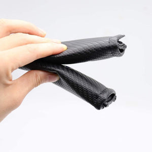 Xalvoria PR carbon-fiber texture seatbelt cover showing flexible, soft material in hand