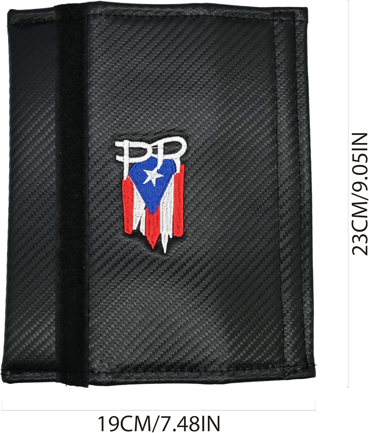 Xalvoria Puerto Rico PR embroidered seat belt cover, size 7.48in × 9.05in.