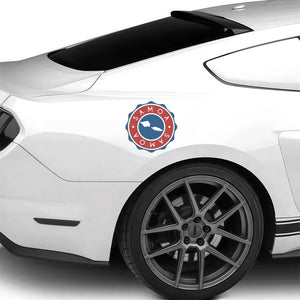 Xalvoria Samoa round emblem decal installed on sports car rear side panel