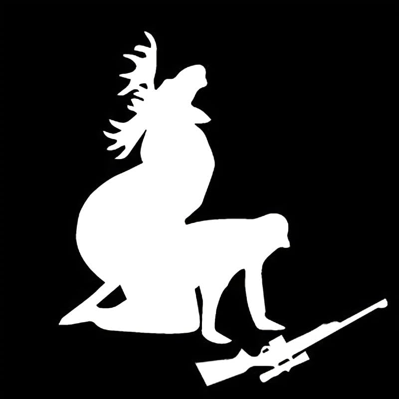 2-Pack WildHunt Vinyl Car Decal - Moose Hunter Design You Like My Meat Funny Deer Hunting Wall Art for Vehicles & Laptops, Weatherproof & Durable, Silver, 4.72 x 4.72 Inches
