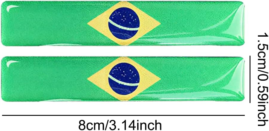 Brazil Flag 3D Epoxy Car Stickers, Reflective, 4-Pack for Cars, Motorcycles, Helmets, Laptops, & More – Premium Quality Vehicle Accessory, Durable Brazilian Pride Accessories