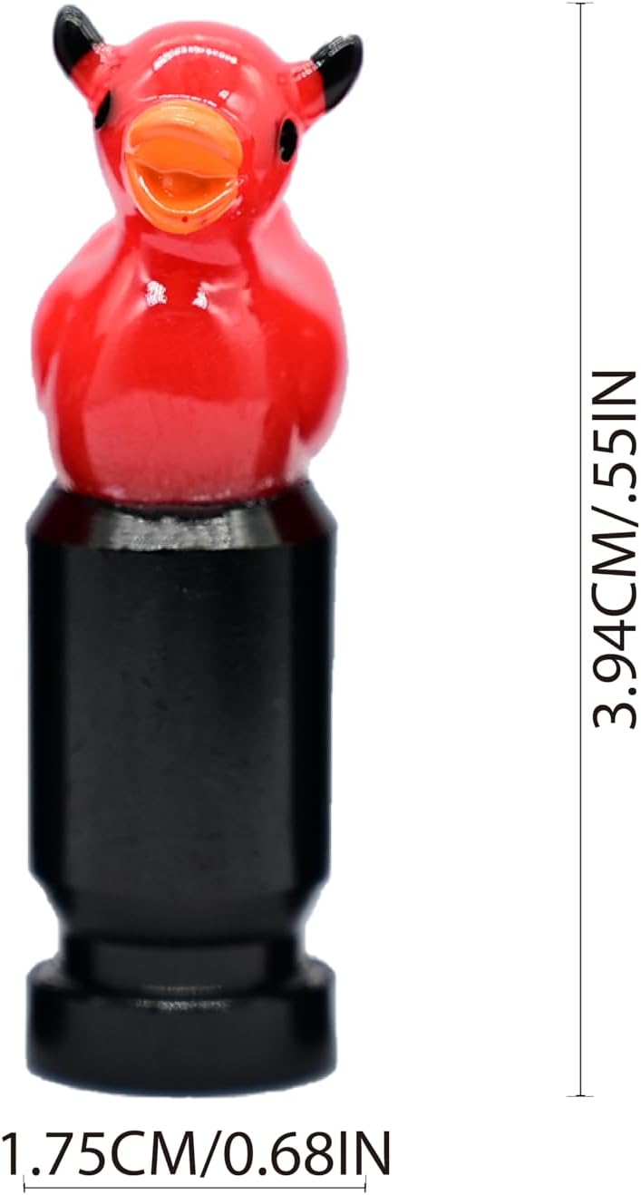 4-Pack Red Devil Duck Valve Stem Caps for Schrader Valves, Glossy Finish, Durable Metal Base, Fun Car, Bike & SUV Tire Accessories, Auto Tire Decoration for Enthusiasts