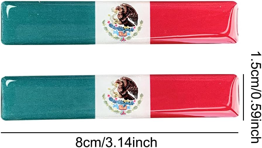 Mexico Flag 3D Epoxy Car Stickers, Reflective, 4-Pack for Cars, Motorcycles, Helmets, Laptops, & More – Premium Quality Vehicle Accessory, Durable Mexican Pride Accessories