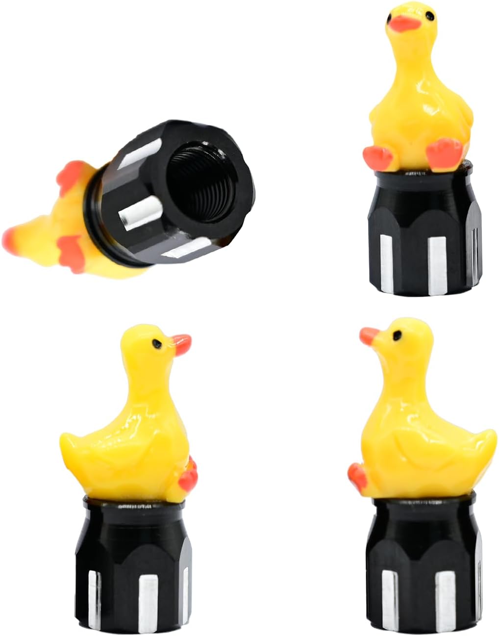 4-Pack Handmade Yellow Goose Valve Stem Caps for Schrader Valves, Bright & Fun Car and Bike Accessory, Cute Tire Decoration, Unique Wheel Accent, for Enthusiasts