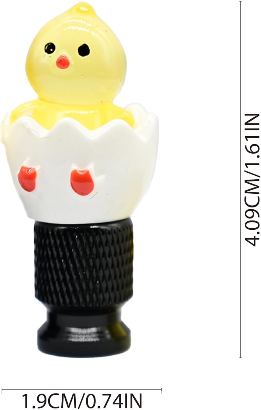 4-Pack Handmade Black Base Yellow Eggshell Chicken Valve Stem Caps for Schrader Valves, Fun & Unique Car and Bike Accessory, Cute Tire Decor, Novelty Wheel Accent, Ideal Gift for Enthusiasts