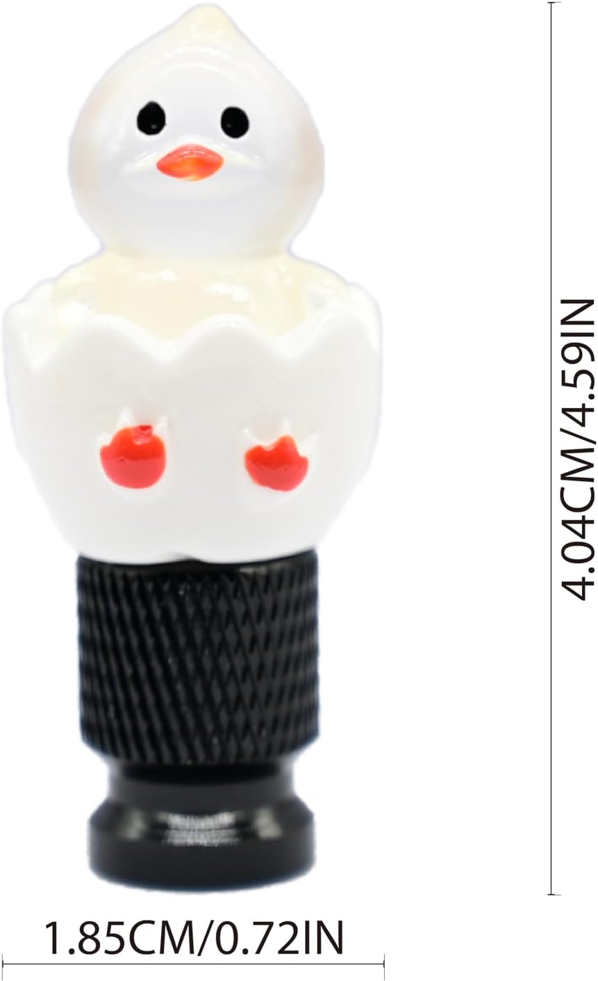 4-Pack Handmade White Eggshell Duck Valve Stem Caps for Schrader Valves, Cute & Playful Car and Bike Accessory, Fun Tire Decoration, Unique Gift for Car Enthusiasts, Ideal for Vehicles and Bikes