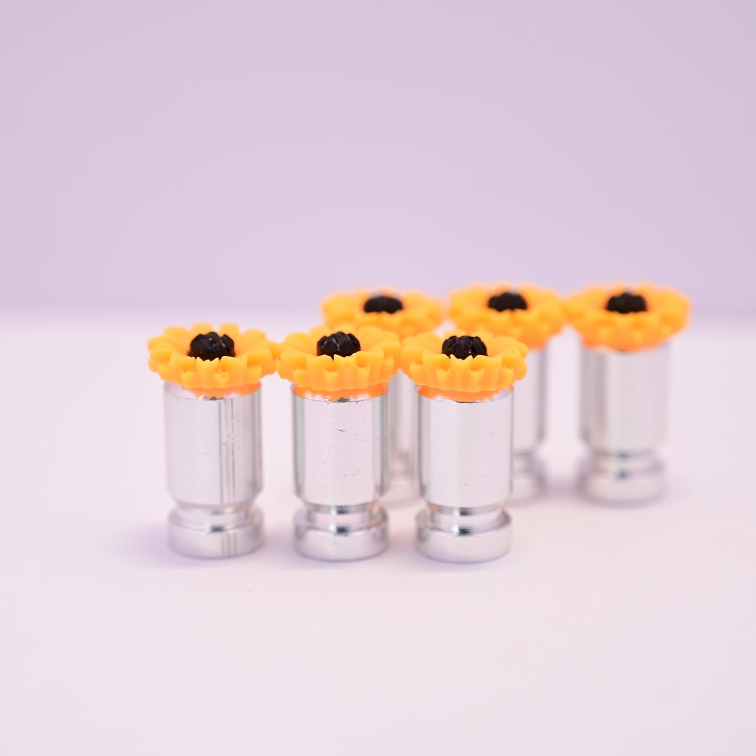 4-Pack Handmade Sunflower Schrader Valve Stem Caps, Vibrant Car & Bike Accessory, Unique Driver Gift, Cute Tire Decor, Novelty Wheel Accent, Universal Fit for Schrader Valves