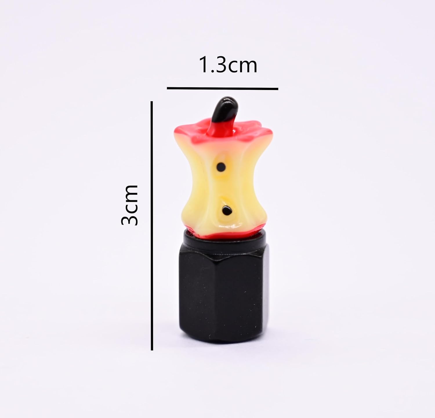 4-Pack Handmade Apple Core Valve Stem Caps for Schrader Valves, Unique Car & Bike Accessory, Fun Tire Decor, Colorful Wheel Accent, Novelty Driver Gift