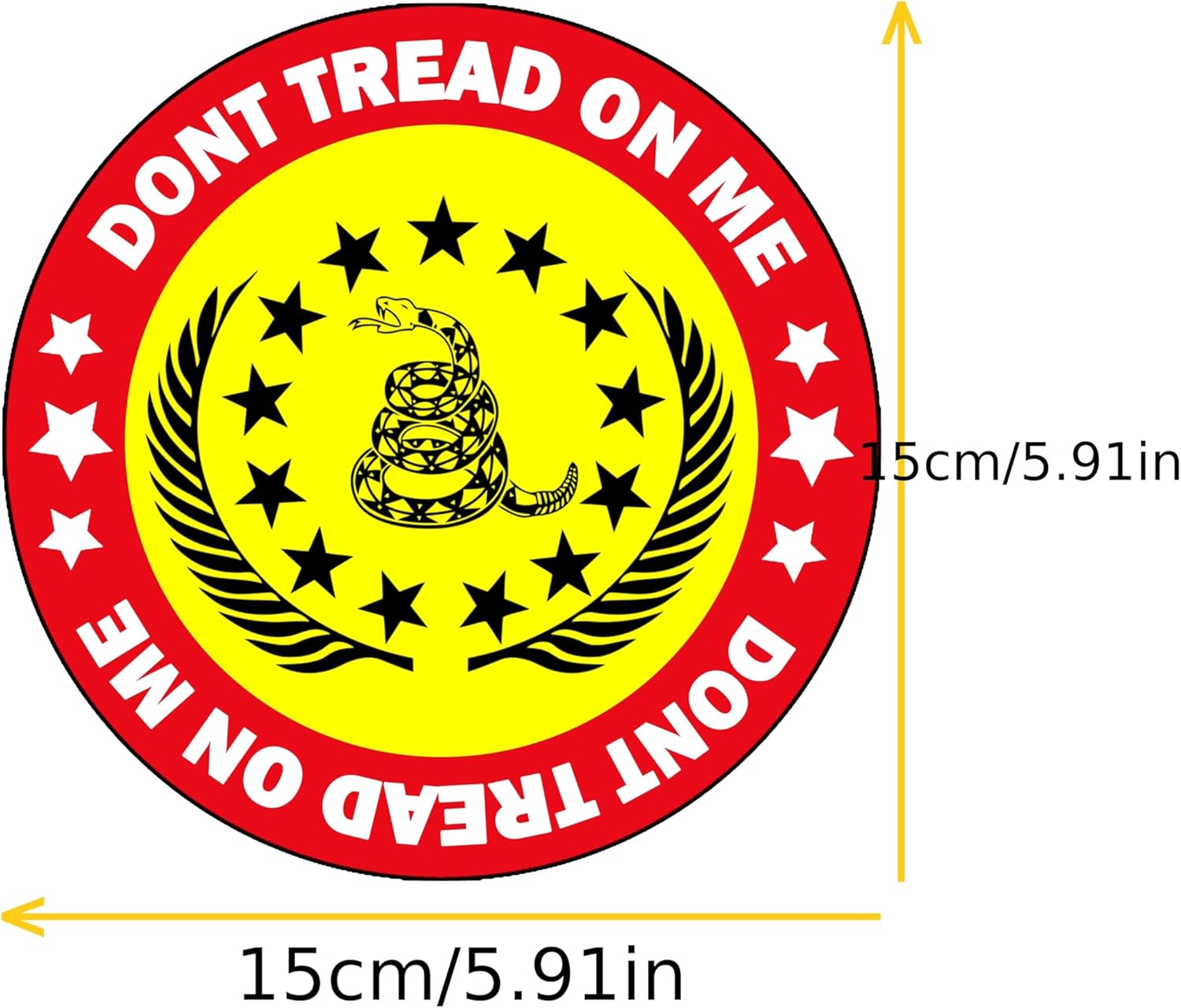 2-Pack Gadsden Flag Rattler Decals, Vintage American Flag Design, Versatile Stickers for Cars, Motorcycles, and More, Durable and Weatherproof, 5.91 x 5.91 Inches