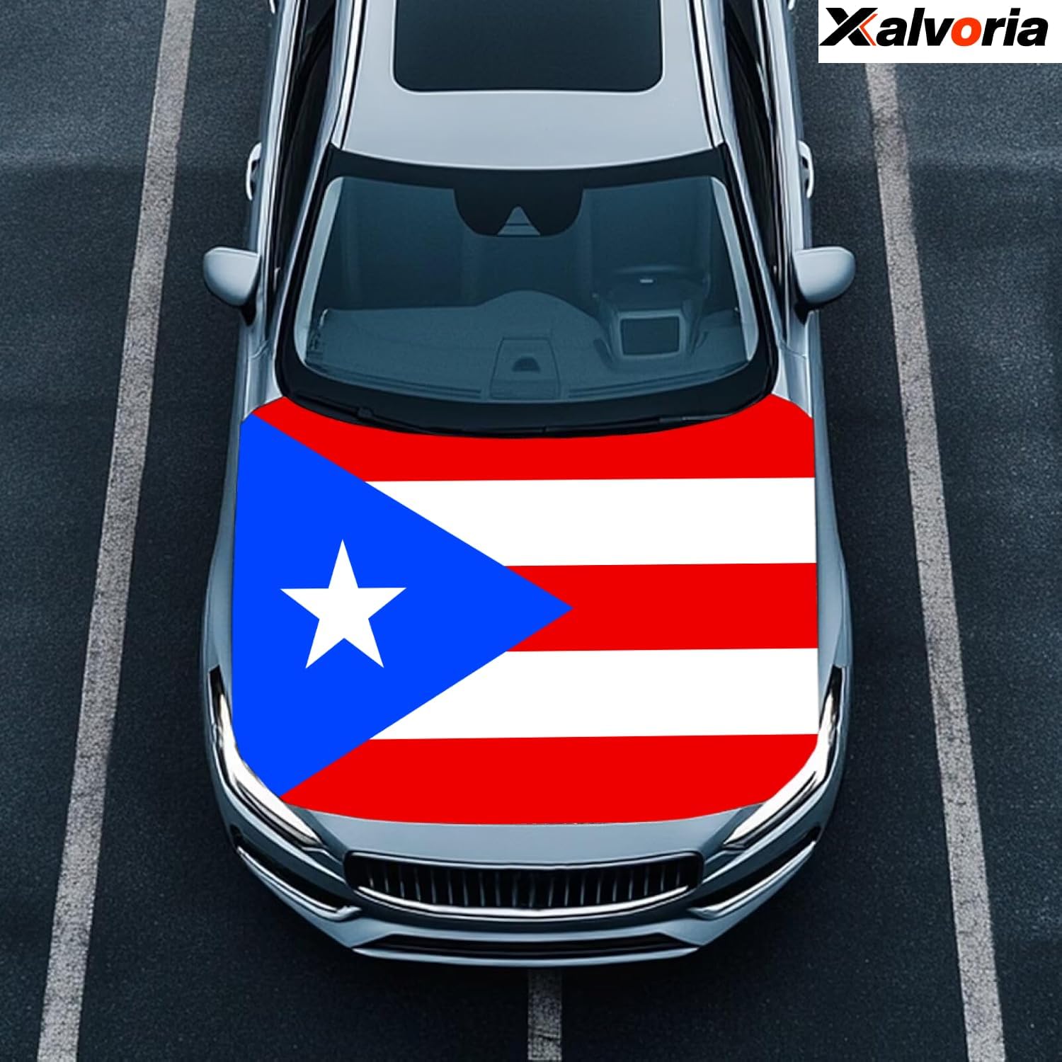 Puerto Rico Flag Car Hood & Side Mirror Covers – 4x5.25 ft Stretchable Fit, Fade-Resistant Polyester Fabric, Universal Fit, Patriotic Car Accessories & Exterior Decor for Cars, Trucks & SUVs