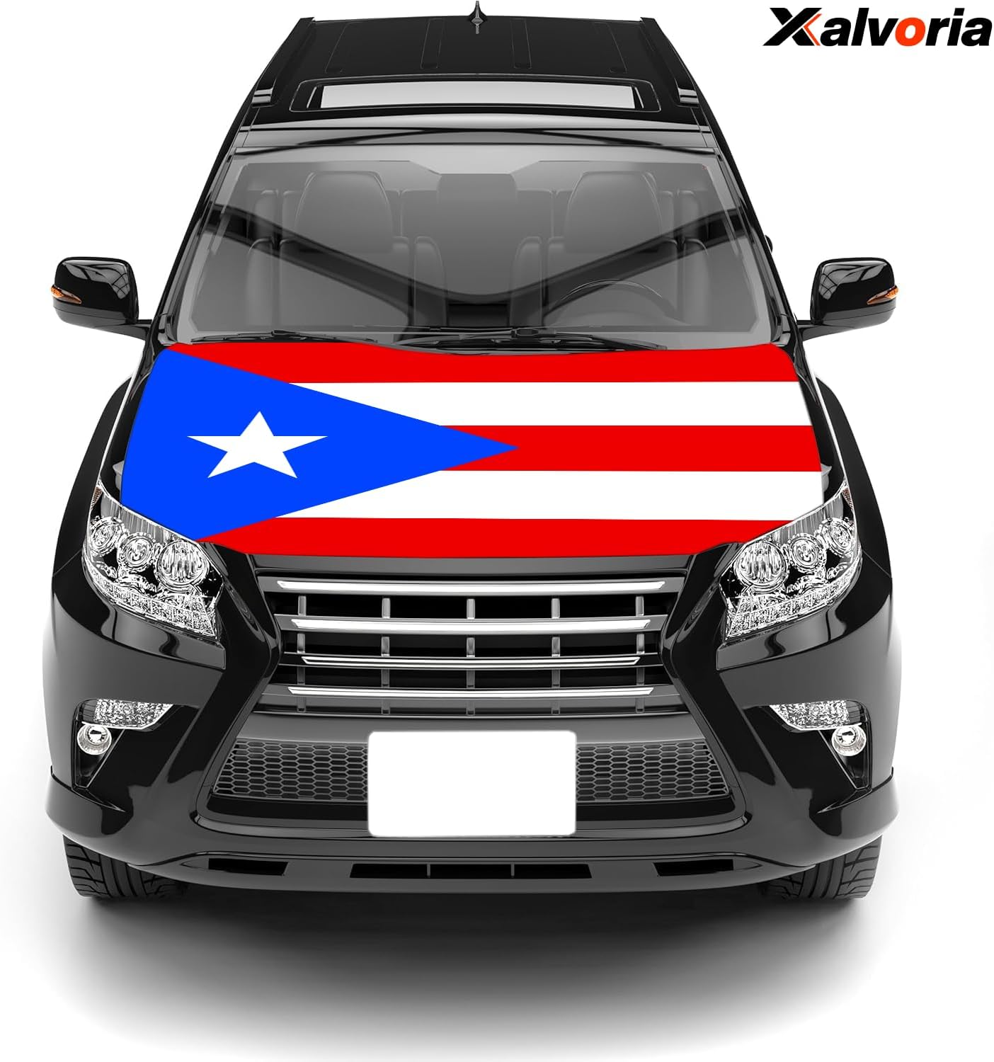 Puerto Rico Flag Car Hood & Side Mirror Covers – 4x5.25 ft Stretchable Fit, Fade-Resistant Polyester Fabric, Universal Fit, Patriotic Car Accessories & Exterior Decor for Cars, Trucks & SUVs