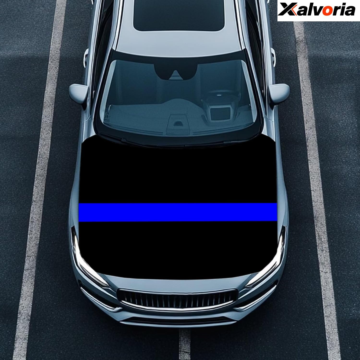 The Blue Line Car Hood Covers – 4' x 5.25' Durable, Fade-Resistant Polyester Fabric, Universal Fit, Patriotic Car Accessories & Exterior Decor for Cars, Trucks & SUVs
