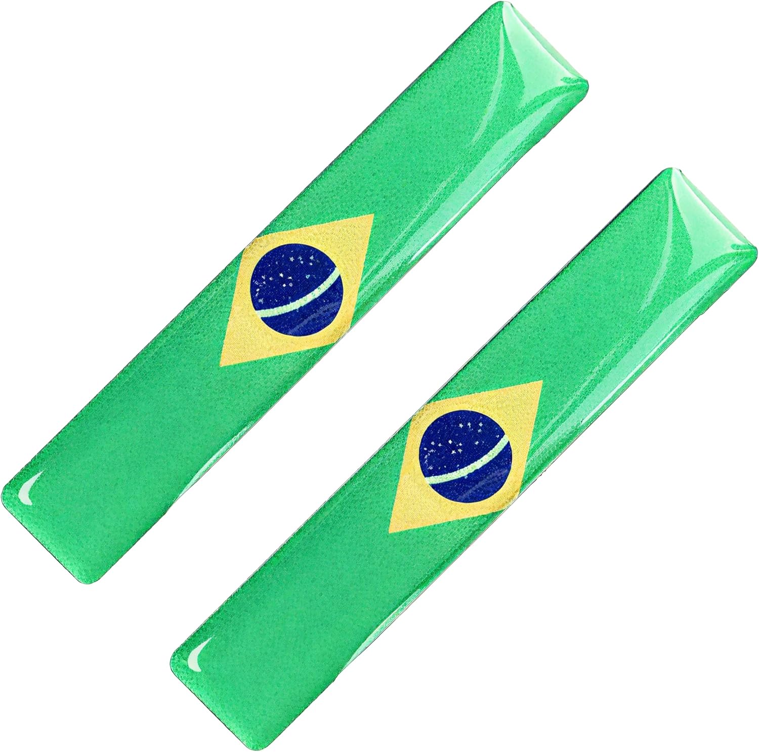 Brazil Flag 3D Epoxy Car Stickers, Reflective, 4-Pack for Cars, Motorcycles, Helmets, Laptops, & More – Premium Quality Vehicle Accessory, Durable Brazilian Pride Accessories