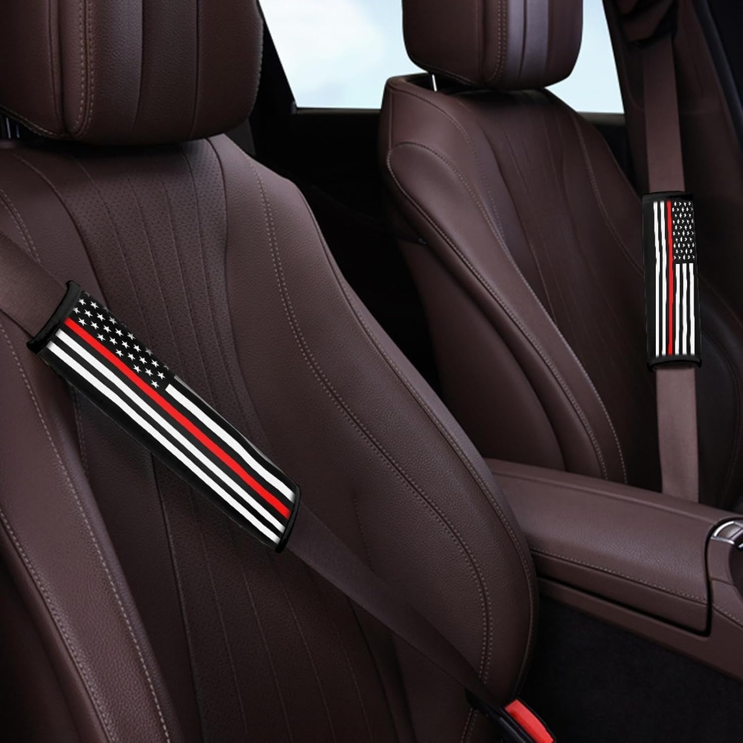 Xalvoria red line American flag seat belt cover fitted on front car seats