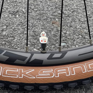 Hatching duck valve stem cap on a bicycle wheel outdoors – Xalvoria