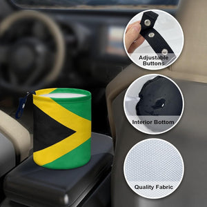 Xalvoria Jamaica flag car trash can with adjustable buttons and waterproof interior bottom