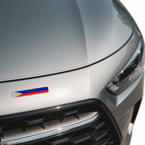 Philippines flag rectangle sticker on silver car hood
