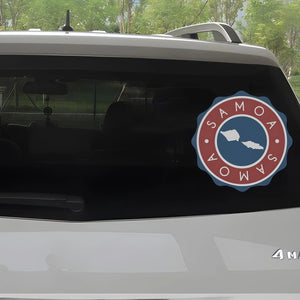 Xalvoria Samoa round sticker positioned on SUV rear windshield glass